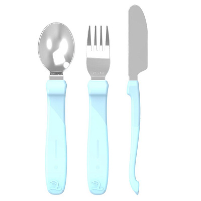 TWISTSHAKE Набор приборов из нержавеющей стали LEARN CUTLERY STAINLESS STEEL PASTEL BLUE