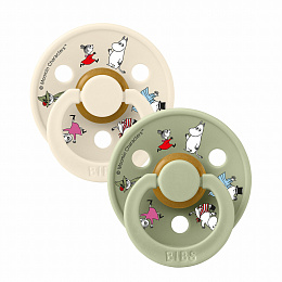 BIBS Набор пустышек Moomin Colour, 2шт Ivory/Sage 0+